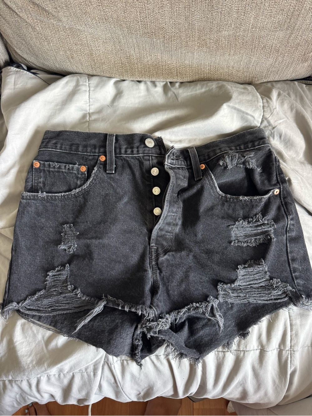 Levi’s black denim shorts